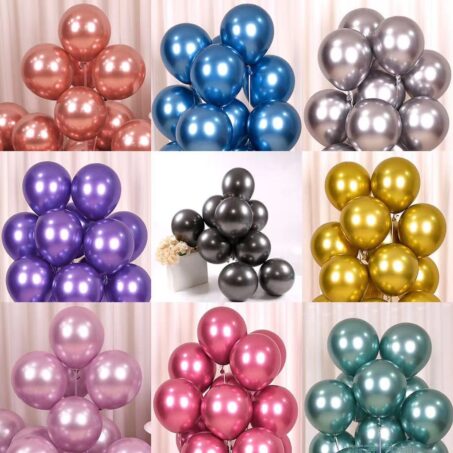 สีใหม่ ลูกโป่งเมทัลลิก สีโครเมี่ยม 12 นิ้ว (แพ็ค 50 ใบ) 20 แพ็ค คละสี