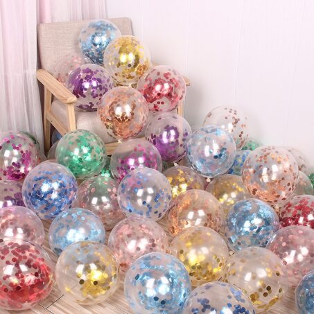 ลูกโป่ง ลูกโป่งกลิตเตอร์ 12 นิ้ว (ชุดละ 500 ลูก) ลูกโป่งตกแต่ง Balloon HBD อุปกรณ์ปาร์ตี้